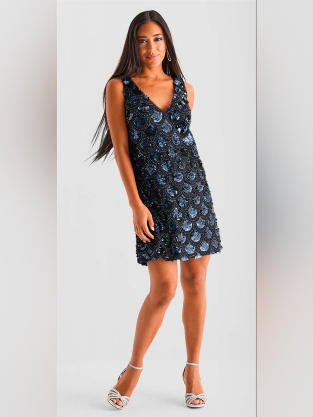NWT | Bob Mackie V-Back Sequin Lace Dress | Size 4